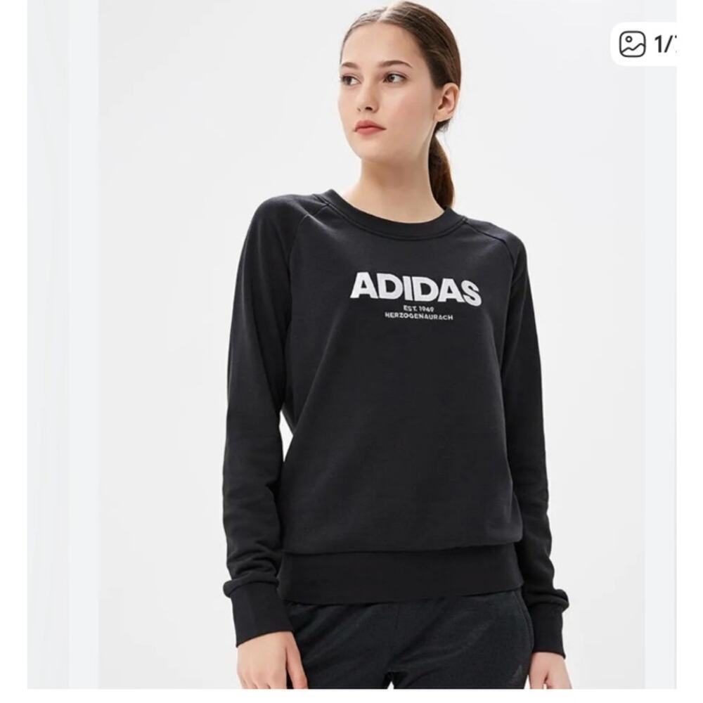 Adidas Est 1949 Herzogenaurach Crew Neck Black Sweatshirt Size Small